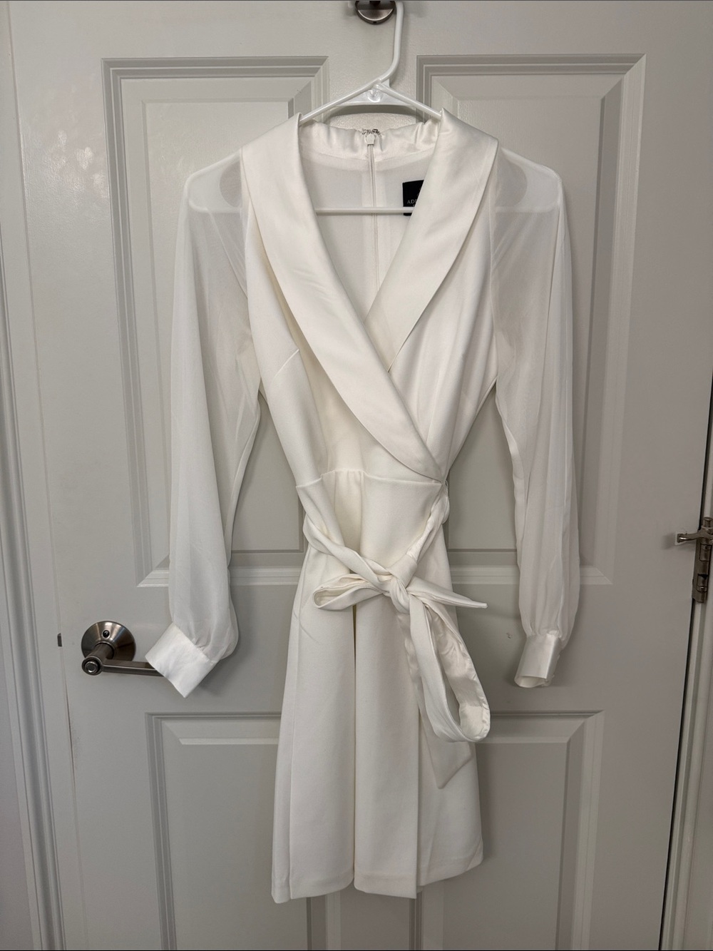 White Wrap Romper with Sheer Long Sleeves